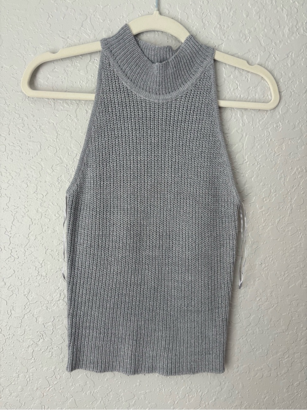 RD Style High Neck Knit Tank in Light Grey